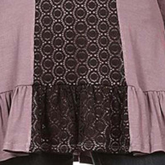 Mauve & black lace tunic w/ ruffle hem - Picture 4 of 5